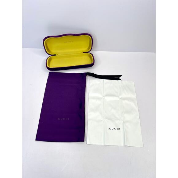 Gucci Purple Velvet Glasses Clamshell Hard Case Cloth, & Dust Bag (No Glasses) - Picture 3 of 8